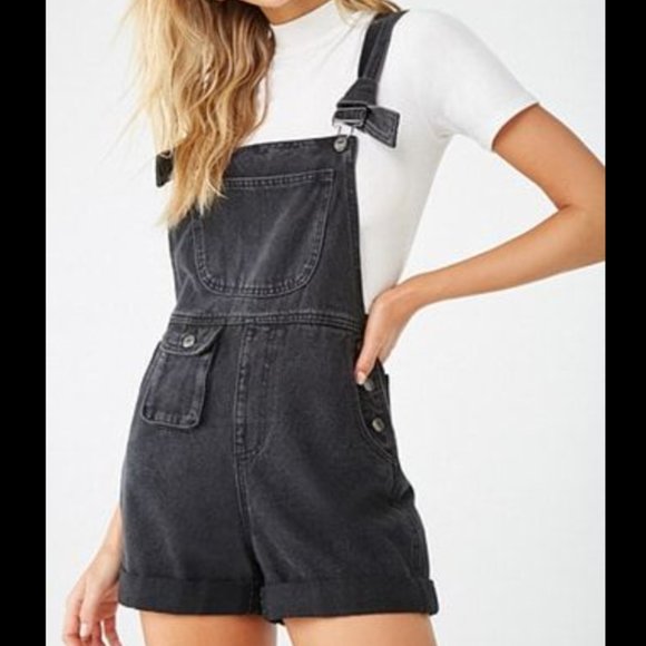 Black Cuffed Shorteralls - Picture 1 of 5